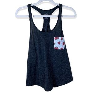 Emppre Size Samll Gray Floral Racerback Tank Top Summer Spring